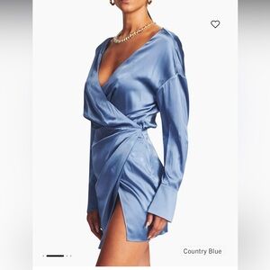 SER.OY.A Alisa Silk Mini Dress in Country Blue Size L